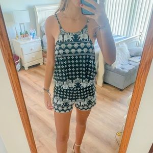 Black and white elephant romper